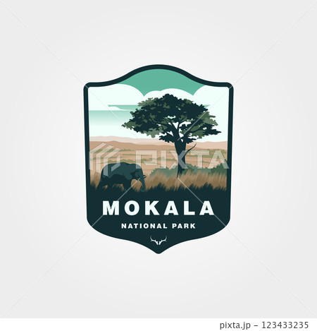 For the mokala national park featuring an elephant and a tree travel logo design 123433235
