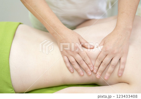 Caucasian woman on manual back massage. Caucasian woman on manual back massage. 123433408