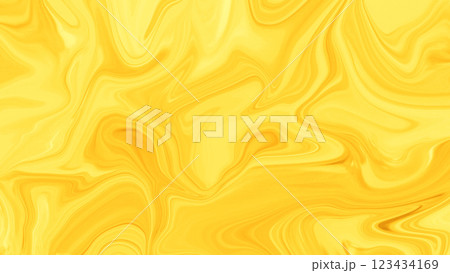 マーブル模様イラスト背景　濃い黄色テクスチャ壁紙　光沢モダンおしゃれ 123434169