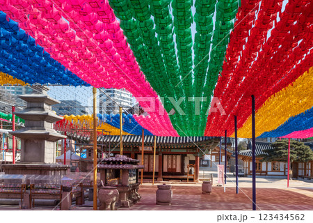Colorful lanterns at Bongeunsa Buddhist Temple in Gangnam in Seoul South Korea 123434562