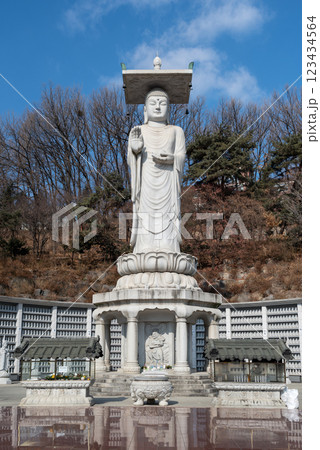 Maitreya statue at Bongeunsa Buddhist Temple in Gangnam in Seoul South Korea Maitreya statue at Bongeunsa Buddhist Temple in Gangnam in Seoul South Korea 123434564