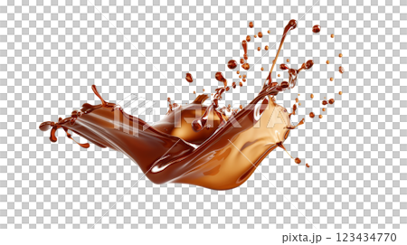 Caramel sauce splash isolated on white back 123434770