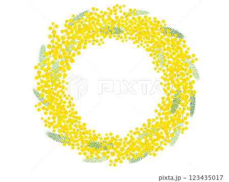 ミモザのリース_ベクターイラスト 123435017