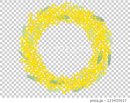 ミモザのリース_ベクターイラスト 123435017