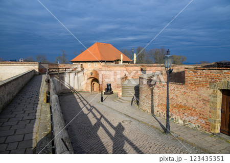 Spilberk Castle, historic fortress on a hilltop above downtown Brno, South Moravian region of the Czech Republic Spilberk Castle, historic fortress on a hilltop above downtown Brno, South Moravian region of the Czech Republic 123435351