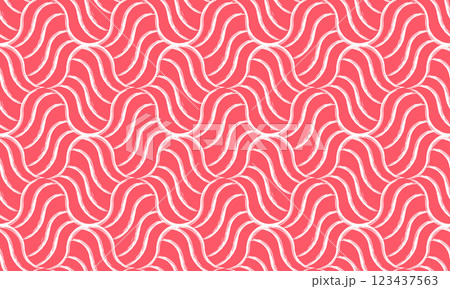 The geometric pattern with wavy lines. Seamless vector background. White and pink texture. Simple lattice graphic design The geometric pattern with wavy lines. Seamless vector background. White and pink texture. Simple lattice graphic design 123437563