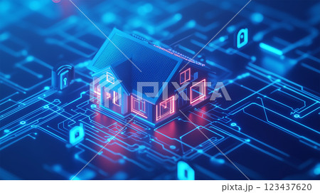 未来の家を守るセキュリティ – スマートロッ.. 123437620