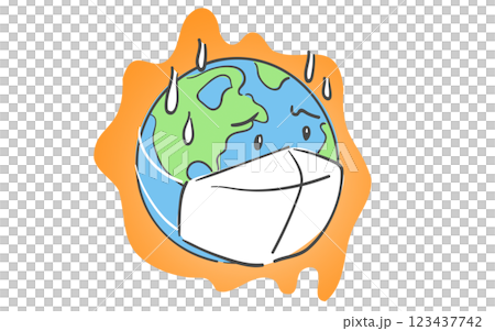 Illustration of Earth character wearing a mask 123437742