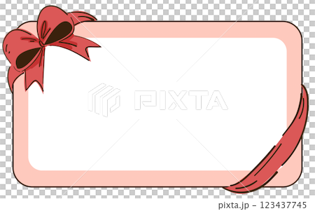 Pink frame with a red ribbon Pink frame with a red ribbon 123437745