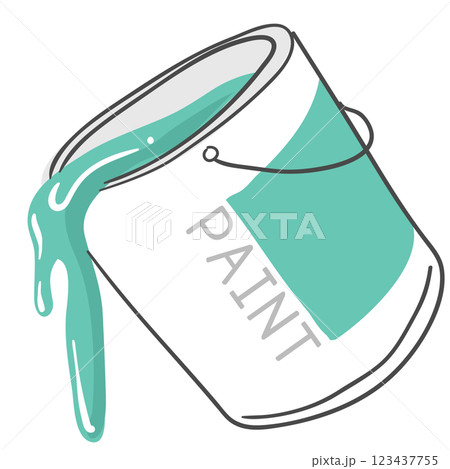 Illustration of a paint can with a flow of paint 123437755