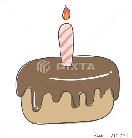 Illustration of chocolate cake with candles on it 123437761