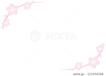 儚げなピンク色の手描きの桜のフレーム 123438168