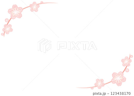 薄いピンク色の手描きの桜のフレーム 123438170