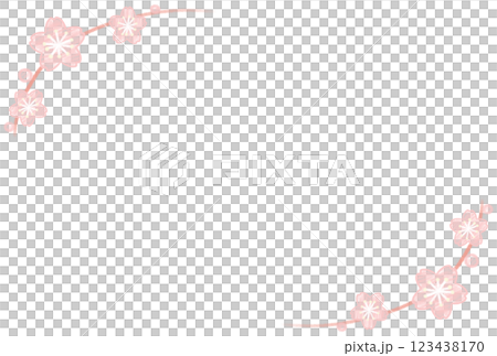 薄いピンク色の手描きの桜のフレーム 123438170