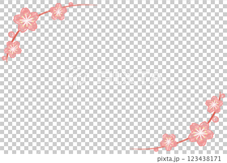 ピンクの手描きの桜のフレーム 123438171