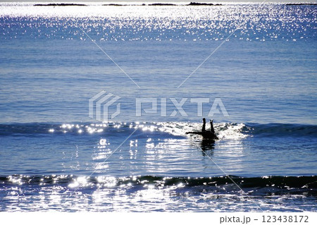 穏やかな元旦の海 冬の茅ヶ崎海岸 穏やかな元旦の海 冬の茅ヶ崎海岸 123438172