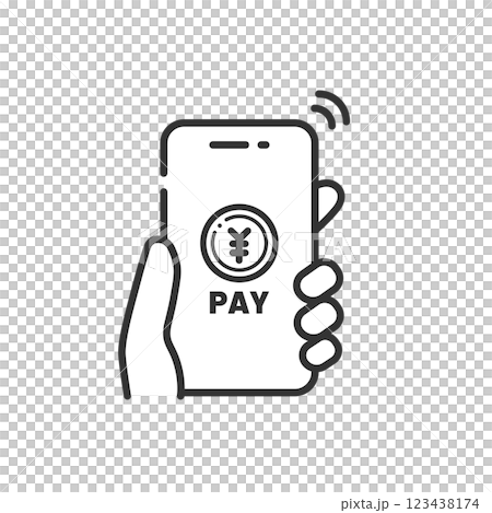 スマホ決済のベクターアイコン | キャッシュレス支払い・電子マネーのシンプル線画 スマホ決済のベクターアイコン | キャッシュレス支払い・電子マネーのシンプル線画 123438174