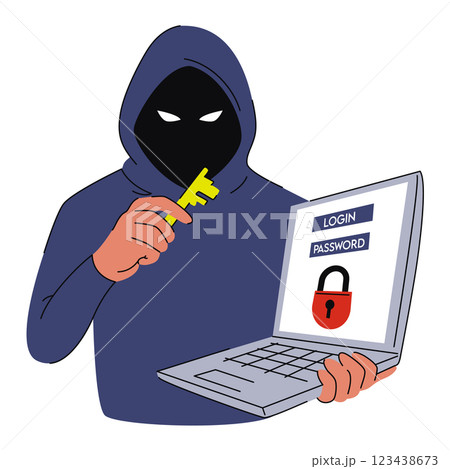Hacker stealing personal data vector isolated Hacker stealing personal data vector isolated 123438673
