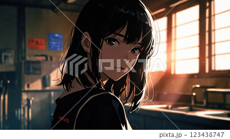 部屋にいる女性 123438747