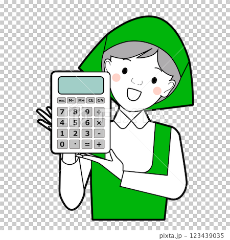 Salesperson with a calculator 123439035