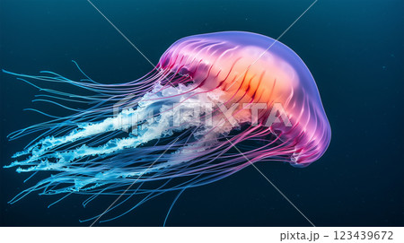幻想的な深海のクラゲ 123439672