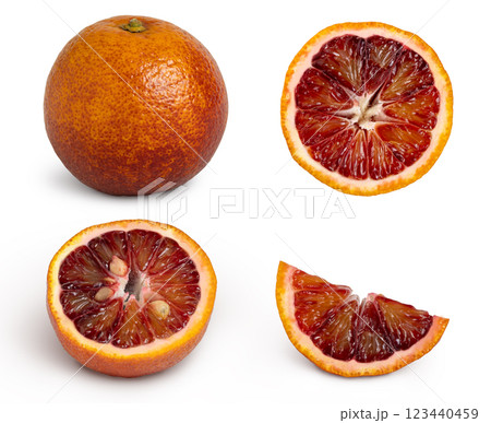 Blood red oranges collection isolated with shadow Blood red oranges collection isolated with shadow 123440459