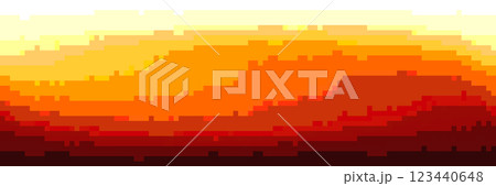 Fire yellow and orange gradient bg with pixel texture in retro 8 bit game style 123440648