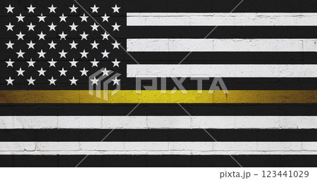 American dispatchers support flag painted on a wall 123441029