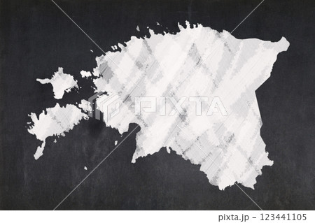 Map of Estonia drawn on a blackboard 123441105