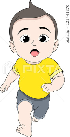 Cute Baby Running with Surprised Expression for World Childrens Day Cute Baby Running with Surprised Expression for World Childrens Day 123441870