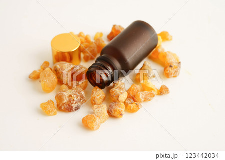Frankincense or olibanum aromatic resin used in incense and perfumes. 123442034