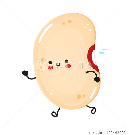 Running Beans Character. Joyful Legume with a Smile Running Beans Character. Joyful Legume with a Smile 123442062