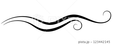 Wave ornament with leaves and abstract lines. Decorative element for decor and text greeting or invitation card design Wave ornament with leaves and abstract lines. Decorative element for decor and text greeting or invitation card design 123442145