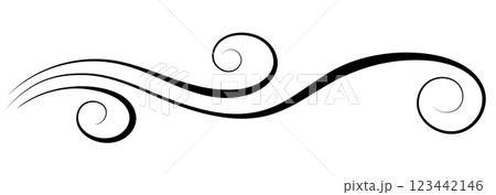 Wave ornament with leaves and abstract lines. Decorative element for decor and text greeting or invitation card design Wave ornament with leaves and abstract lines. Decorative element for decor and text greeting or invitation card design 123442146