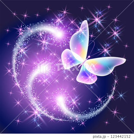 Flying butterfly with sparkle and blazing trail and sparkle stars Flying butterfly with sparkle and blazing trail and sparkle stars 123442152