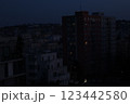 Calming scenery of a 2 building 123442580