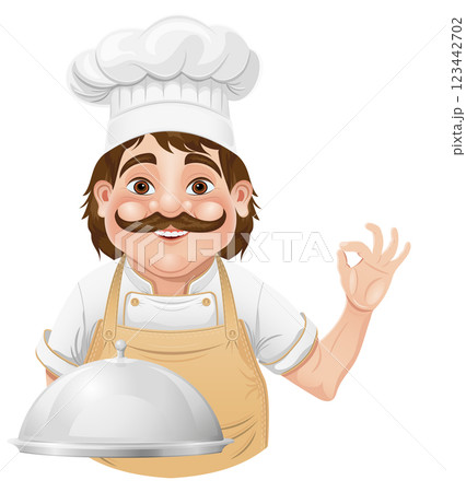 chef man preparing dishes and food in the kitchen vector illustration chef man preparing dishes and food in the kitchen vector illustration 123442702
