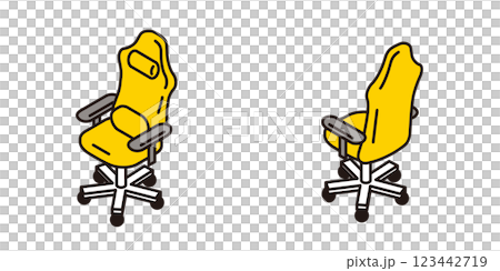 Simple isometric illustration of a gaming chair seen from the front and back 123442719