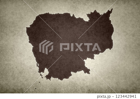 Map of Cambodia printed on a paper 123442941