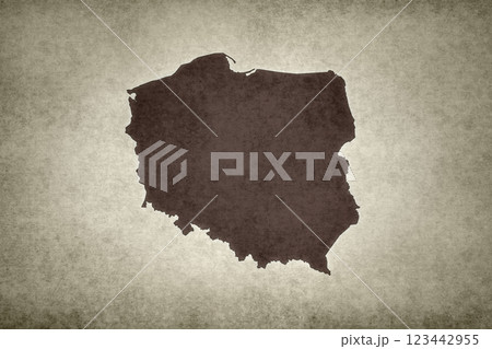 Map of Poland on a paper 123442955