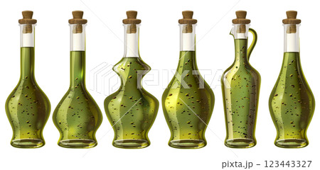 Olive and sunflower oil in the bottles 123443327