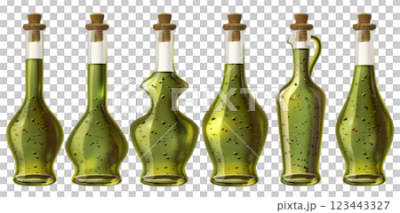 Olive and sunflower oil in the bottles 123443327