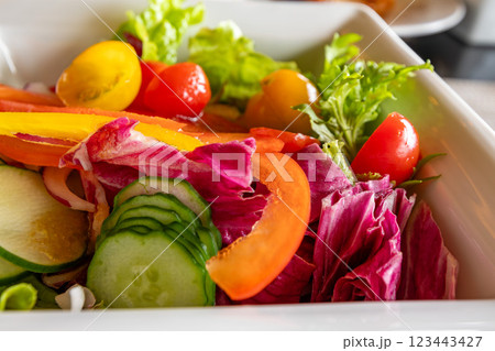 北海道のリゾートホテル、 東山ニセコビレッジ リッツ・カールトン・リザーブの朝食 サラダ 123443427