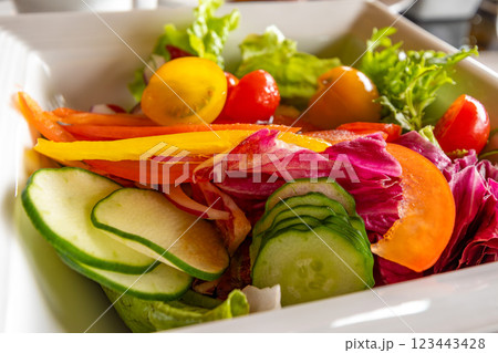 北海道のリゾートホテル、 東山ニセコビレッジ リッツ・カールトン・リザーブの朝食 サラダ 123443428