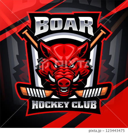 Boar head hockey esport mascot logo design Boar head hockey esport mascot logo design 123443475