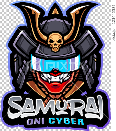 Samurai oni cyber mascot 123443583