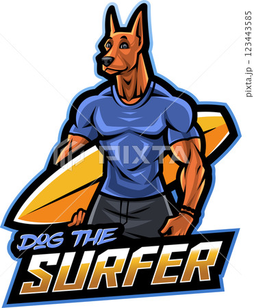 Dog the surfer esport mascot Dog the surfer esport mascot 123443585