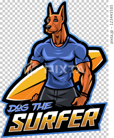 Dog the surfer esport mascot Dog the surfer esport mascot 123443585