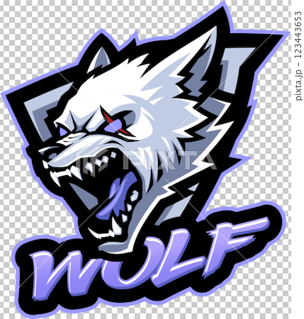 Wolf head esport mascot logo design 123443653