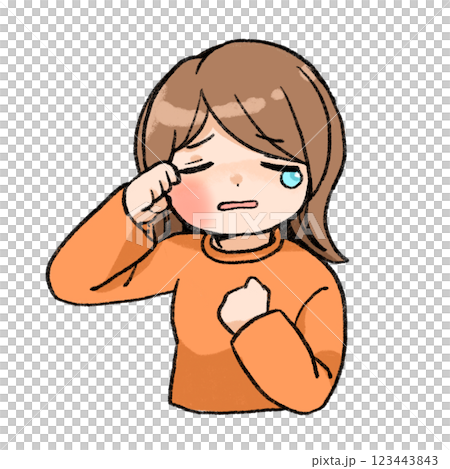 一個女孩因痛苦而哭泣的插圖 一個女孩因痛苦而哭泣的插圖 123443843